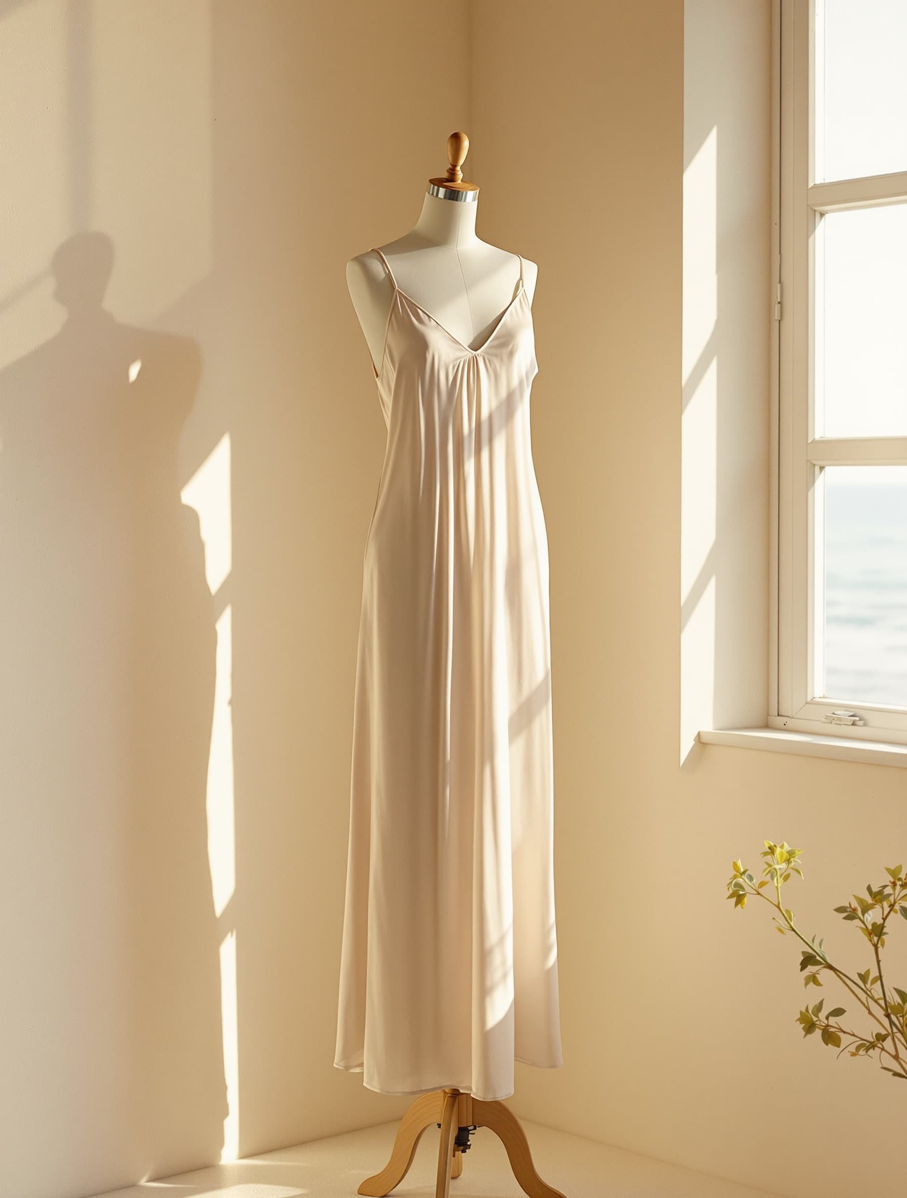 Sirena Raw Silk Slip Dress